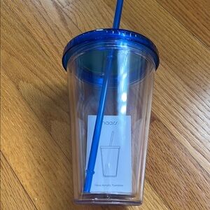 Blue Acrylic Tumbler with Straw